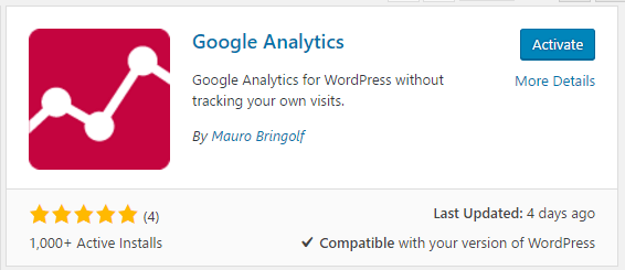 wordpress_google_analytics_plugin_activate